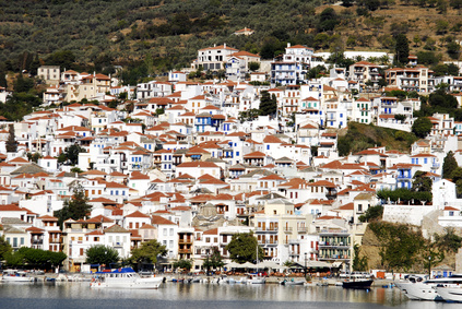 Blick auf Skopelos Stadt