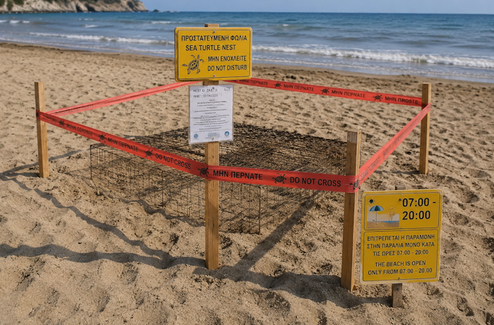 Geschützes Nest von Schildkröten