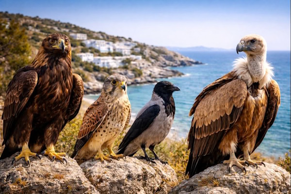 Verschiedene große Vögel in Griechenland